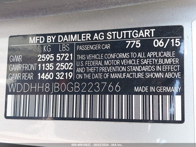 WDDHH8JB0GB223766 Mercedes-Benz E 350 4matic