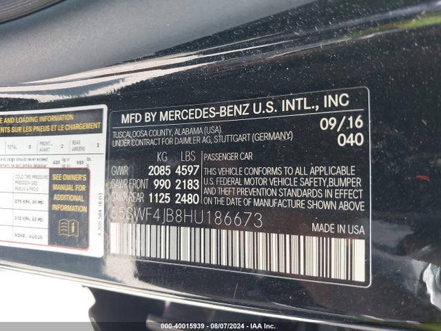 55SWF4JB8HU186673 Mercedes-Benz C 300 Luxury/sport
