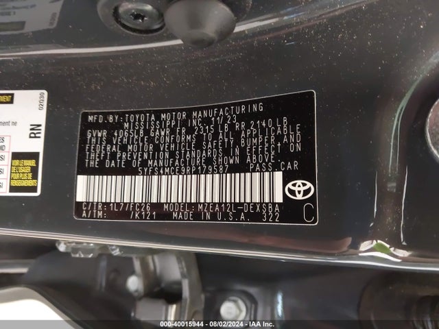 Toyota COROLLA SE 2024 5YFS4MCE9RP179587 Image 9