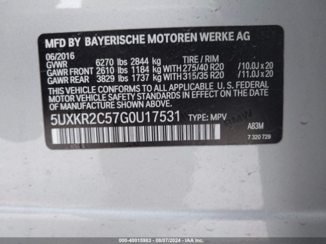 5UXKR2C57G0U17531 BMW X5 Sdrive35i