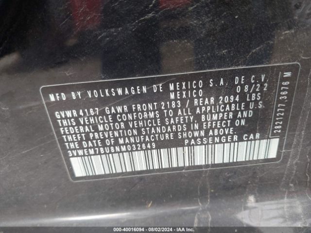 3VWEM7BU8NM032649 Volkswagen Jetta 1.5t Se