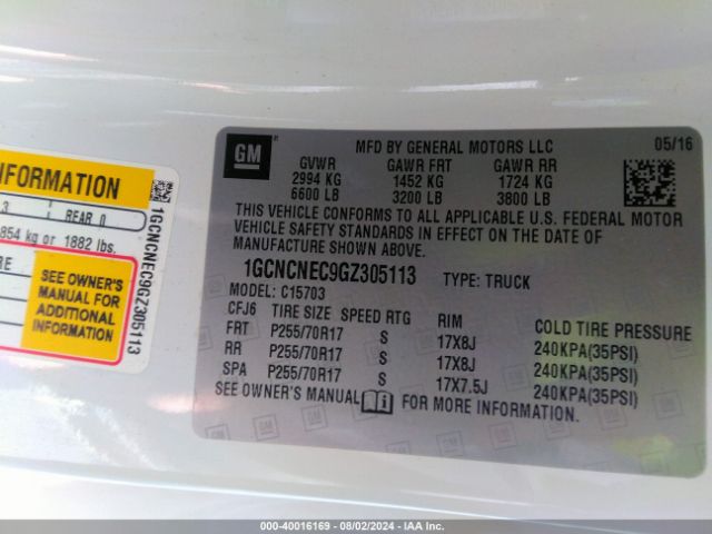 1GCNCNEC9GZ305113 Chevrolet Silverado 1500 Ls