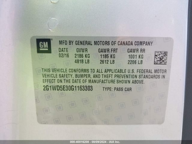 2G1WD5E30G1163303 Chevrolet IMPALA LIMITED POLICE