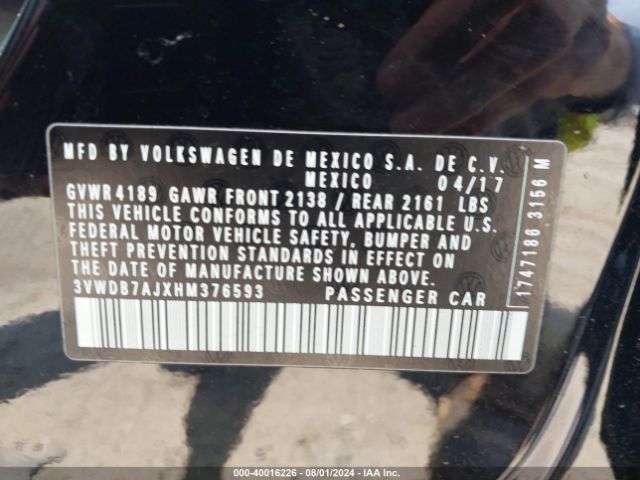 3VWDB7AJXHM376593 Volkswagen Jetta 1.4t Se