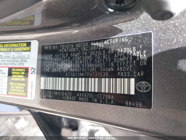 Toyota CAMRY SE 2023 4T1G11AK7PU731539 Image 9
