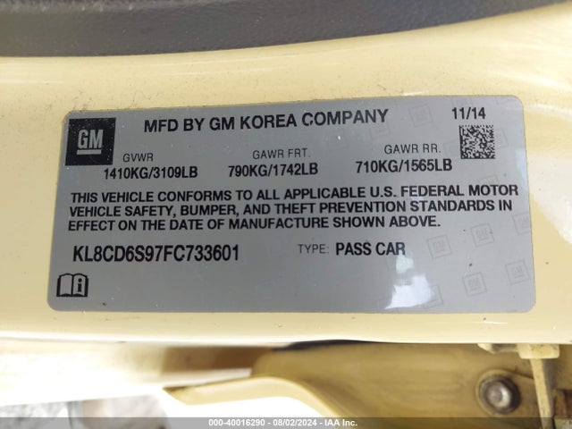 Chevrolet Spark 1lt Cvt 2015 KL8CD6S97FC733601 Image 9