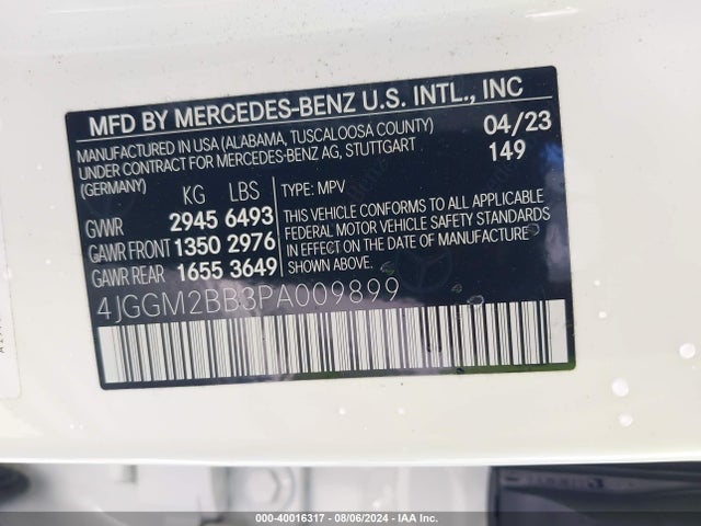 4JGGM2BB3PA009899 Mercedes-Benz Eqe 350+ Suv