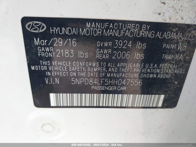 Hyundai ELANTRA SE 2017 5NPD84LF5HH047556 Image 9