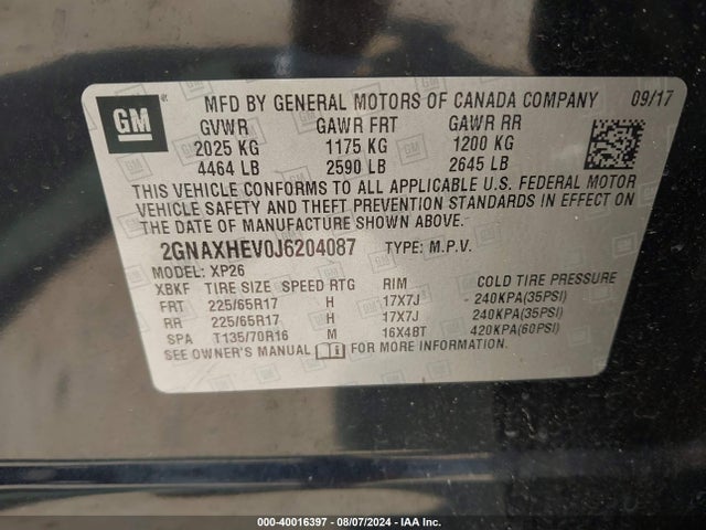 Chevrolet EQUINOX LS 2018 2GNAXHEV0J6204087 Image 9