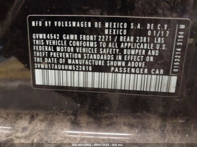 3VWH17AU6HM522616 Volkswagen Golf Alltrack Tsi S/tsi Se/tsi Sel