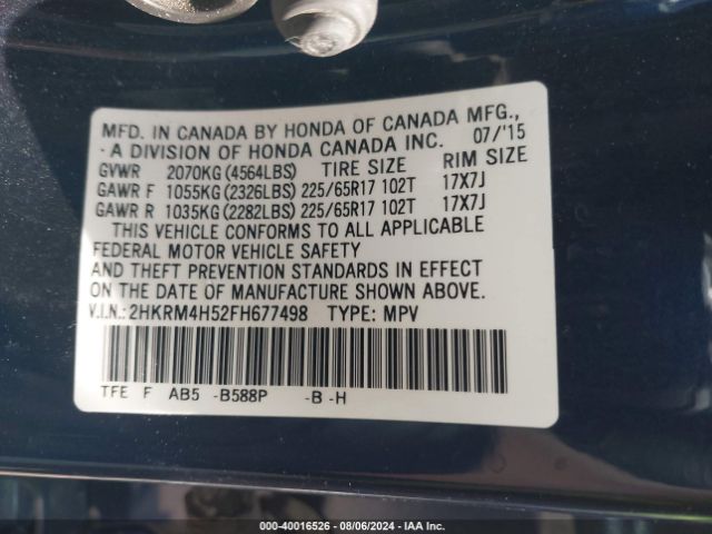 2HKRM4H52FH677498 Honda CR-V EX