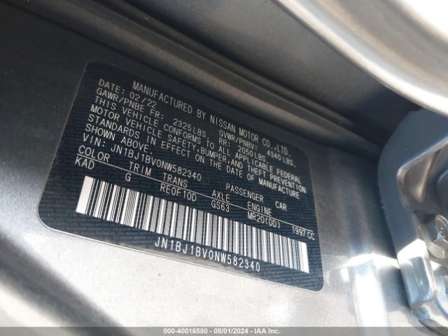 JN1BJ1BV0NW582340 Nissan Rogue Sport Sv Fwd Xtronic Cvt