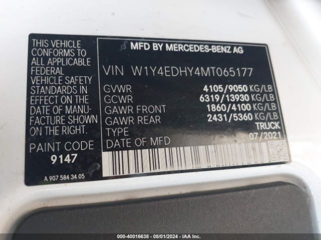 W1Y4EDHY4MT065177 Mercedes-Benz Sprinter 2500 High Roof V6