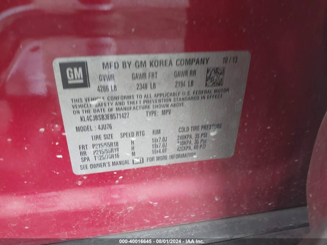 Buick Encore Convenience 2014 KL4CJBSB3EB571427 Image 9