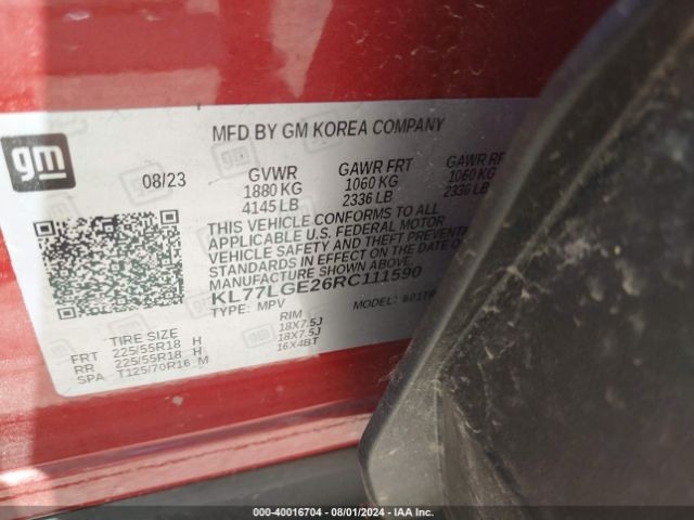 KL77LGE26RC111590 Chevrolet Trax Fwd 1rs