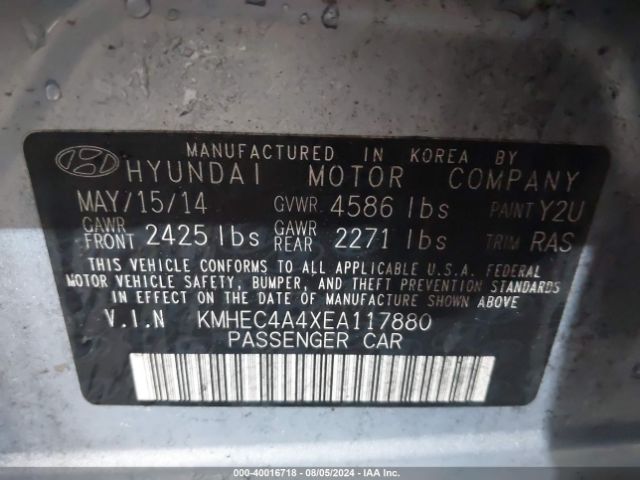 KMHEC4A4XEA117880 Hyundai SONATA HYBRID