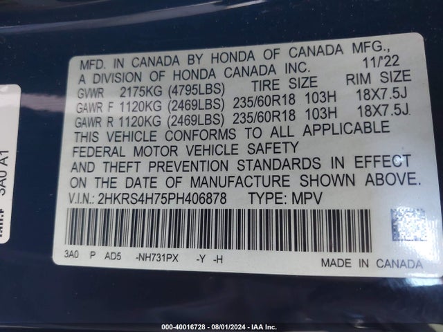 Honda Cr-v Ex-l Awd 2023 2HKRS4H75PH406878 Image 9