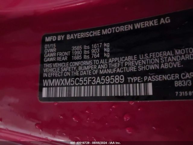 WMWXM5C55F3A59589 Mini Hardtop Cooper