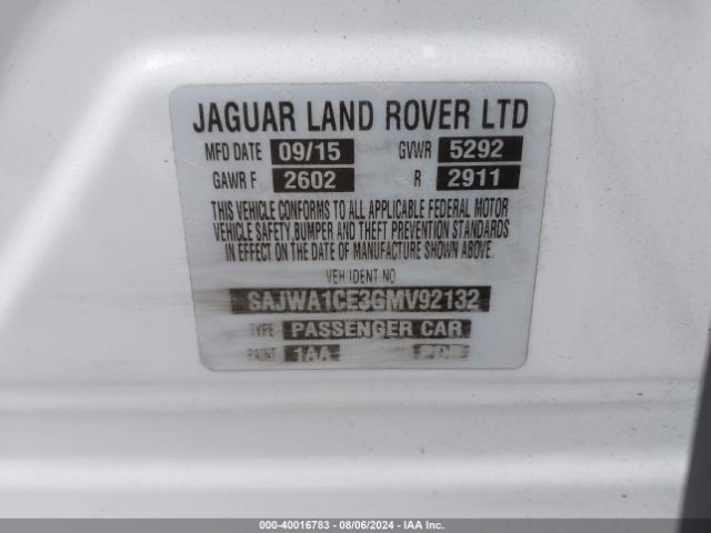 SAJWA1CE3GMV92132 Jaguar Xj Supercharged