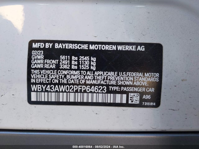 WBY43AW02PFP64623 BMW I4 Edrive35
