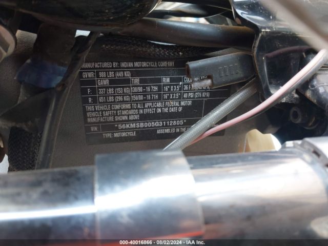 2016 INDIAN MOTORCYCLE CO. SCOUT 56KMSB005G3112805 Photo 9