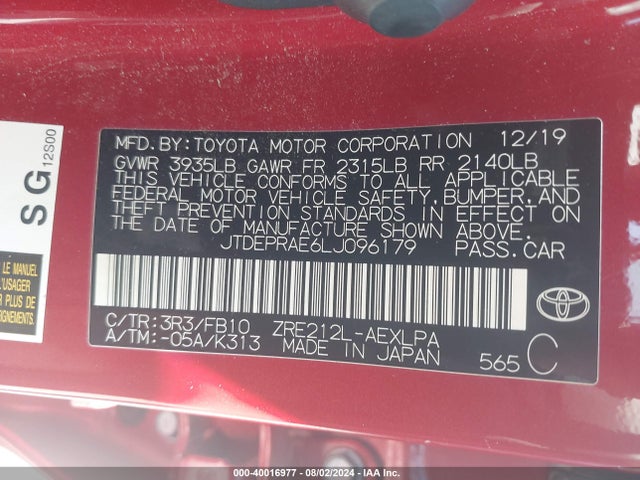 Toyota COROLLA LE 2020 JTDEPRAE6LJ096179 Image 9