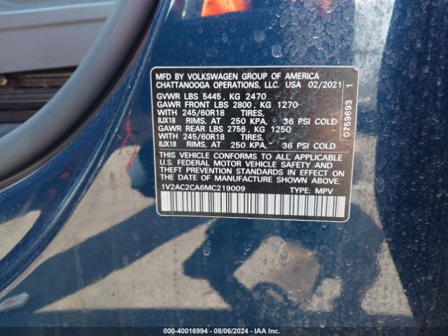 2021 VOLKSWAGEN ATLAS CROSS SPORT 1V2AC2CA6MC219009 Photo 8
