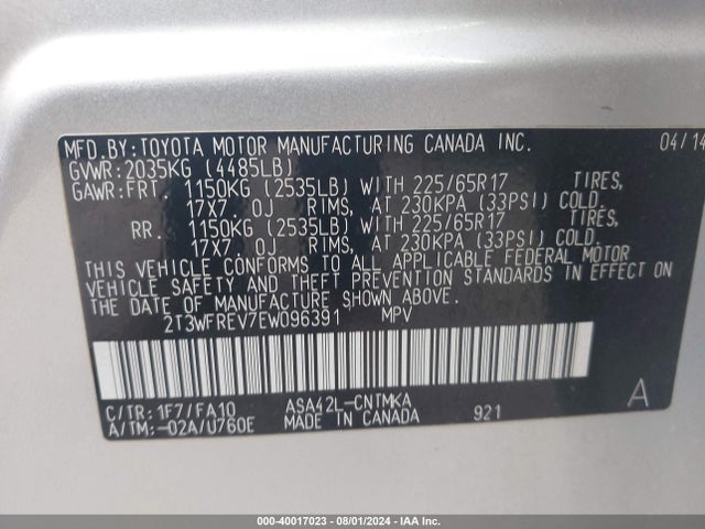 Toyota Rav4 Xle 2014 2T3WFREV7EW096391 Image 9