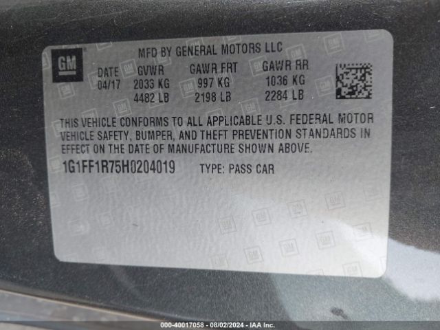 1G1FF1R75H0204019 Chevrolet Camaro 1ss