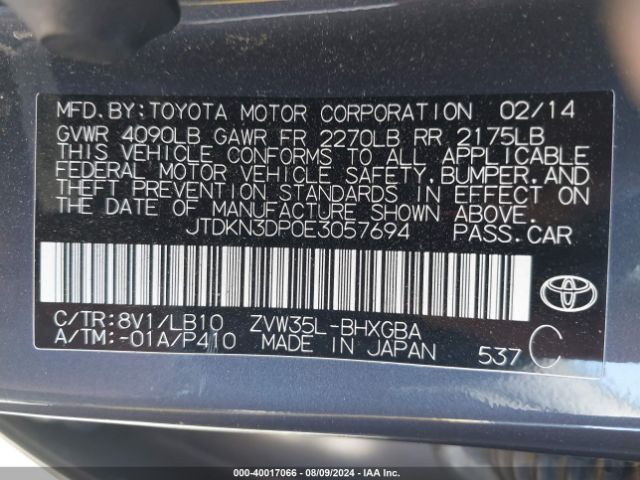 JTDKN3DP0E3057694 Toyota Prius Plug-in Advanced
