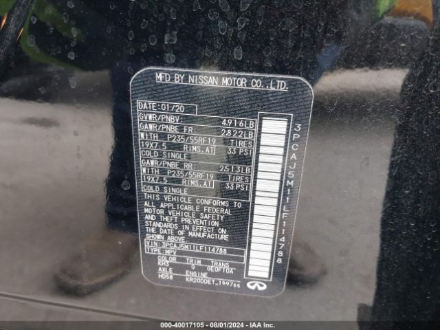 3PCAJ5M11LF114788 Infiniti Qx50 Luxe
