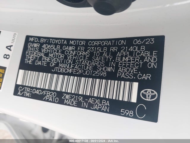 Toyota Corolla Hybrid Le 2023 JTDBCMFE2PJ012598 Image 9