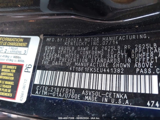Toyota CAMRY LE 2014 4T1BF1FK5EU441382 Image 9