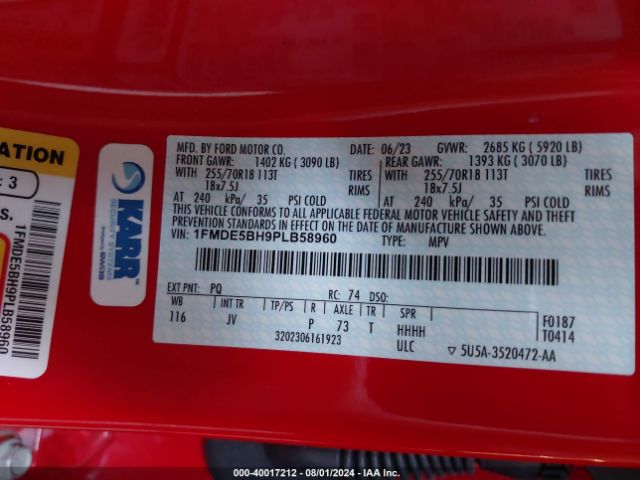1FMDE5BH9PLB58960 Ford Bronco Outer Banks