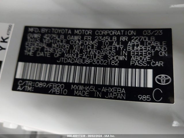 Toyota Prius Le 2023 JTDADABU8P3002182 Image 9