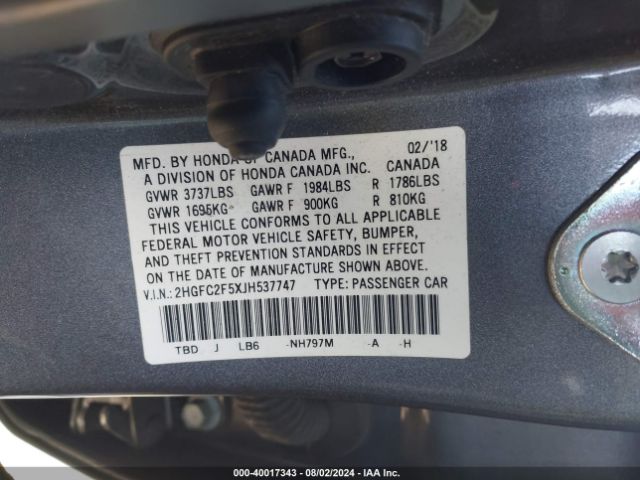 2HGFC2F5XJH537747 Honda Civic Lx