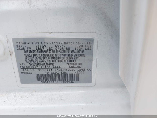 Nissan Versa Note S (sr)/s Plus/sl/sr/sv 2015 3N1CE2CP4FL404436 Image 9