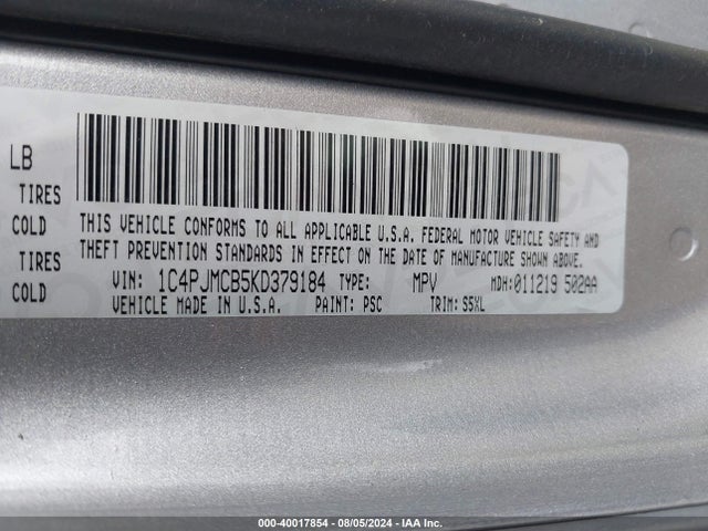 1C4PJMCB5KD379184 Jeep Cherokee Latitude 4x4