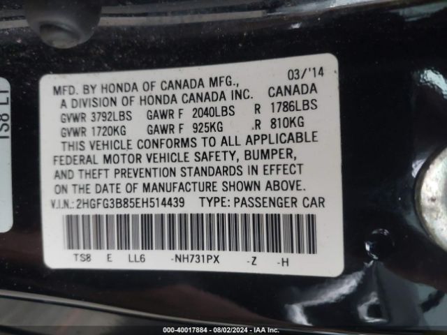 2HGFG3B85EH514439 Honda CIVIC EX