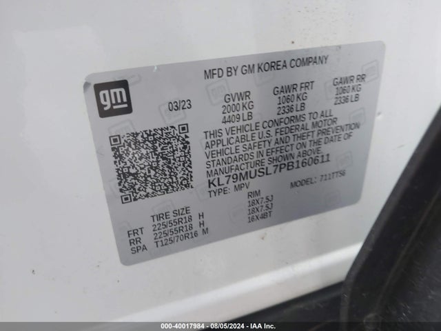 Chevrolet Trailblazer Awd Rs 2023 KL79MUSL7PB160611 Image 9