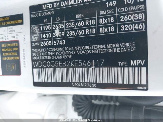 WDC0G5EB2KF546117 Mercedes-Benz Glc 350e 4matic