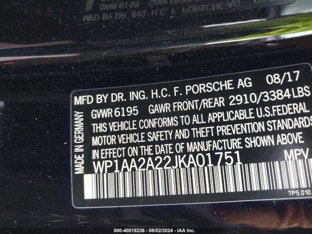 2018 PORSCHE CAYENNE WP1AA2A22JKA01751 Photo 8