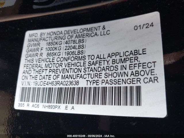 19UDE4H63RA023638 Acura Integra A-spec Technology Package