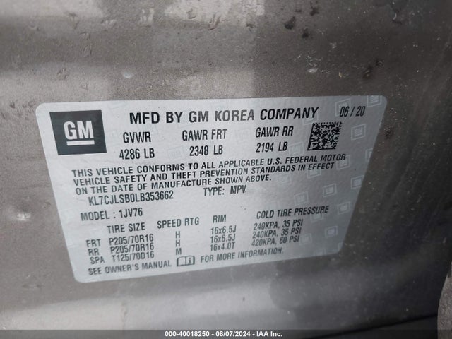Chevrolet Trax Fwd Lt 2020 KL7CJLSB0LB353662 Image 9