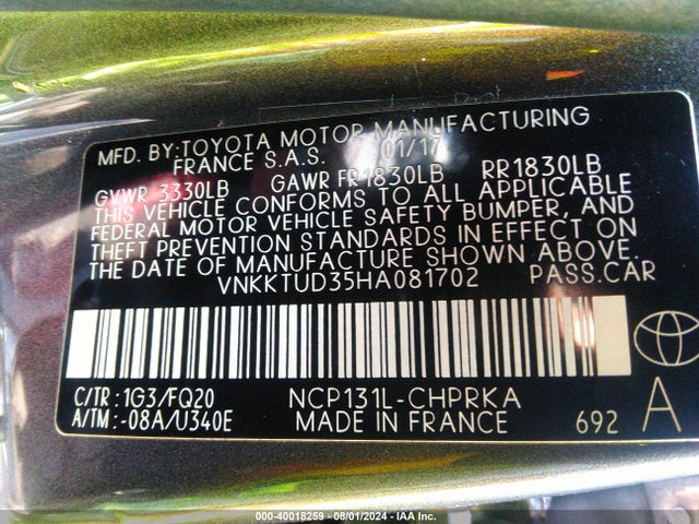 Toyota YARIS L 2017 VNKKTUD35HA081702 Image 9