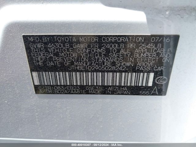 JTHBE1D29G5028242 Lexus IS 350