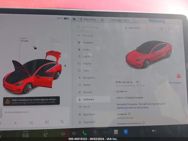 5YJ3E1EA9LF708808 Tesla Model 3 Standard Range Plus Rear-wheel Drive/standard Range Rear-wheel Drive