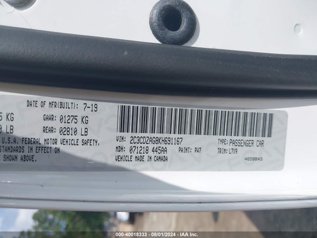 Dodge Challenger Sxt 2019 2C3CDZAG8KH691167 Image 9