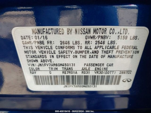 JN1FV7AR6GM450131 Infiniti Q50 3.0t Red Sport 400