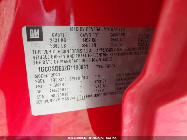 1GCGSDE32G1180041 Chevrolet Colorado Z71